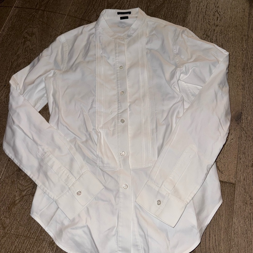 Theory White Tuxedo Style dress shirt